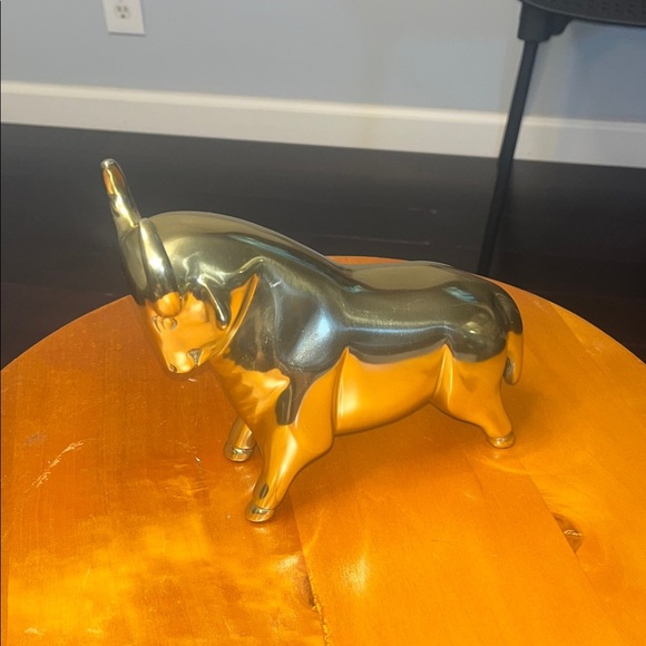 Pascal The Bull Gold Doorstop-Bookend Pascal Bull Door Stop Gold Bull Figurine - Picture 3 of 7